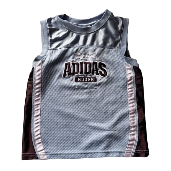 adidas Other - Adidas Hoops Blue Brown Sleeveless Basketball Muscle Jersey Mesh Unisex 6 Sporty